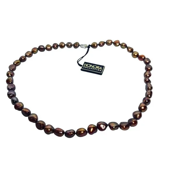 Honora Chocolate Cultured Freshwater Pearl Necklace 18" (6030) - Picture 6 of 7